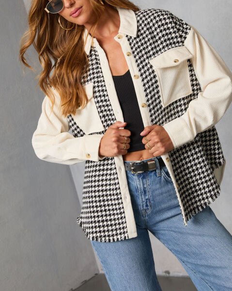 ECRU-BLACK-PLAID SHIRT