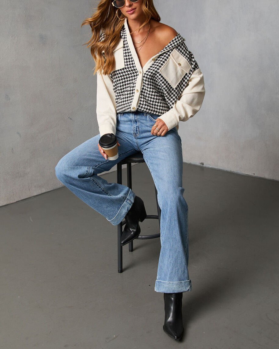 ECRU-BLACK-PLAID SHIRT