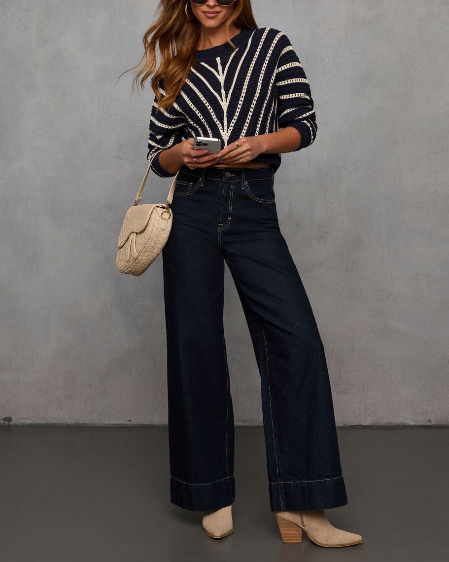 DARK-NAVY-ECRU SWEATER L - DARK-NAVY-ECRU