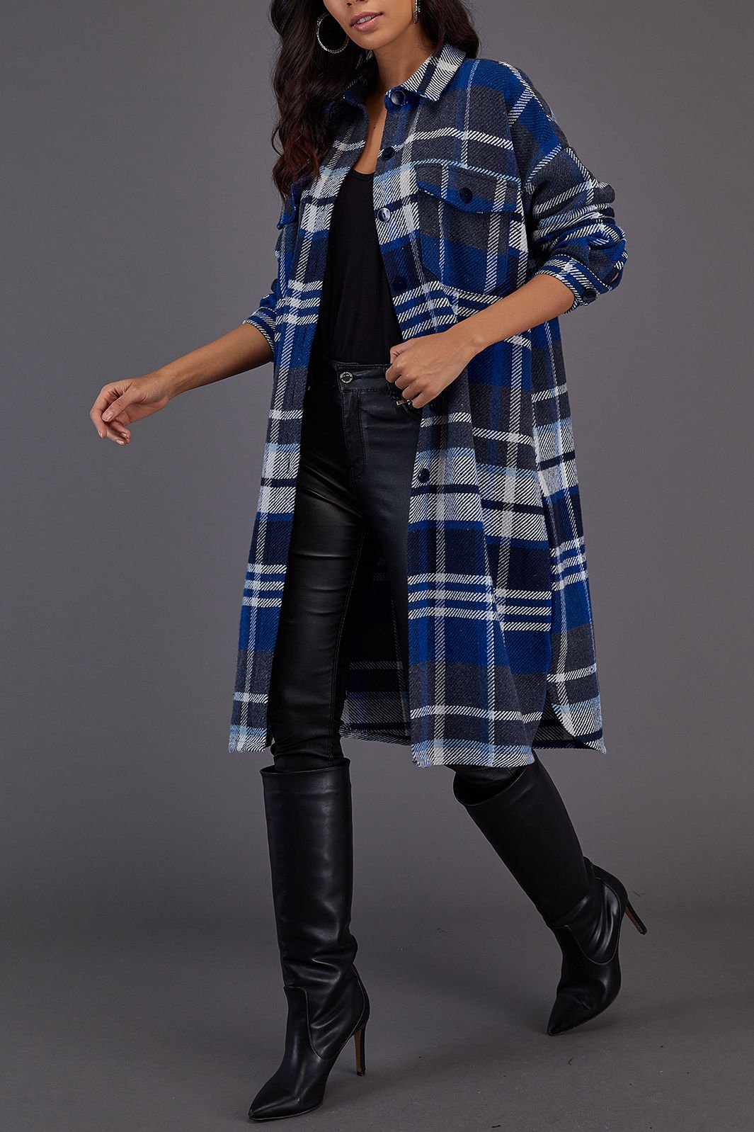 NAVY-ECRU-PLAID SHIRT
