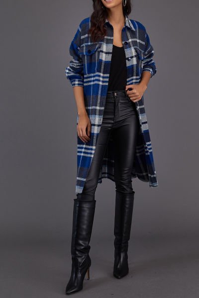 NAVY-ECRU-PLAID SHIRT