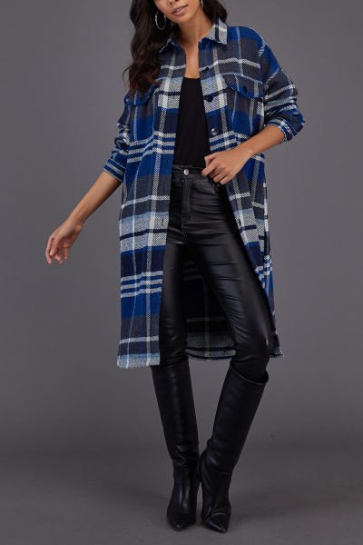 NAVY-ECRU-PLAID SHIRT