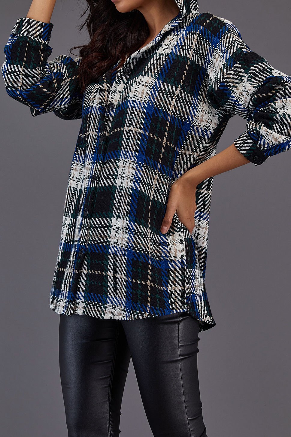 BLACK-GREEN-PLAID SHIRT