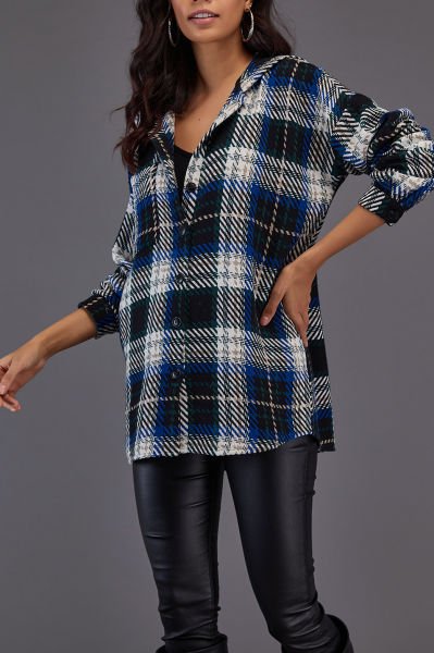 BLACK-GREEN-PLAID SHIRT