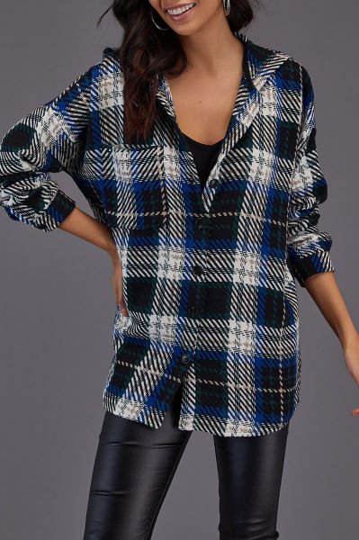 BLUE-BLACK-PLAID SHIRT