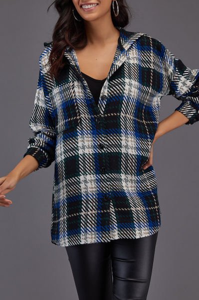 BLUE-BLACK-PLAID SHIRT