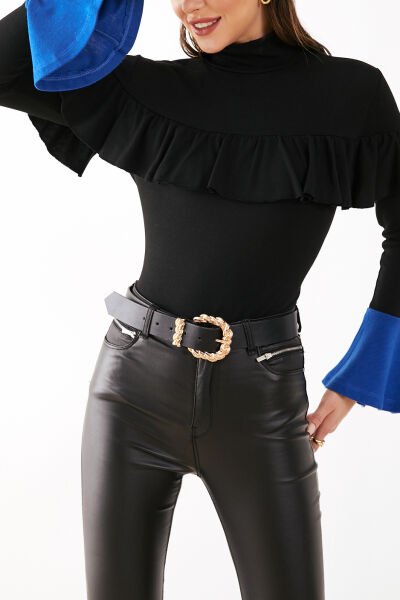 BLACK-BLUE BLOUSE