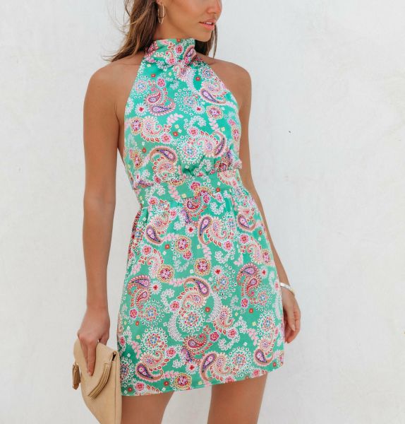MINT-PAISLEY DRESS