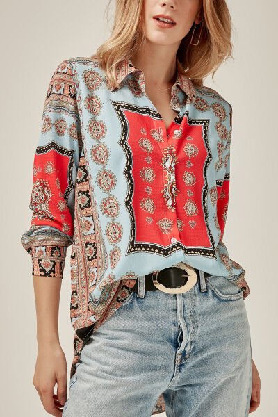 BLUE-RED-PATTERNED SHIRT