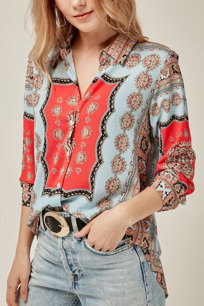 BLUE-RED-PATTERNED SHIRT