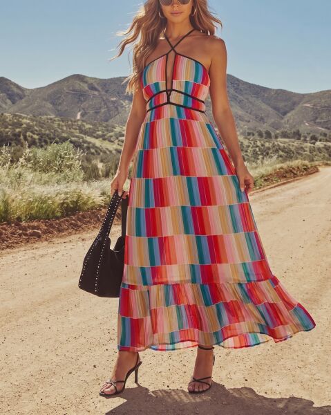 MULTICOLOR-PRINTED DRESS L - MULTICOLOR-PRINTED