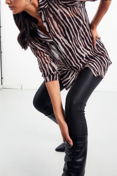BROWN-BLACK-STRIPED SHIRT