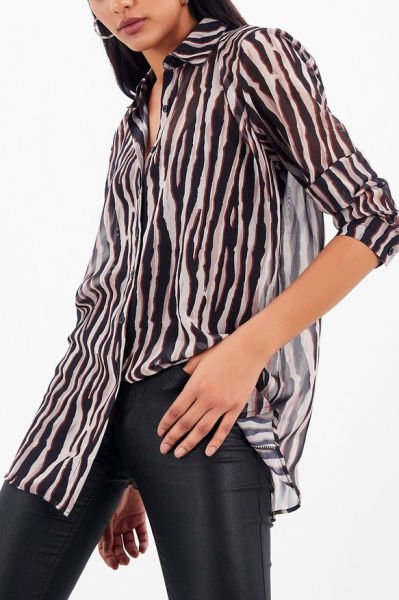 BROWN-BLACK-STRIPED SHIRT
