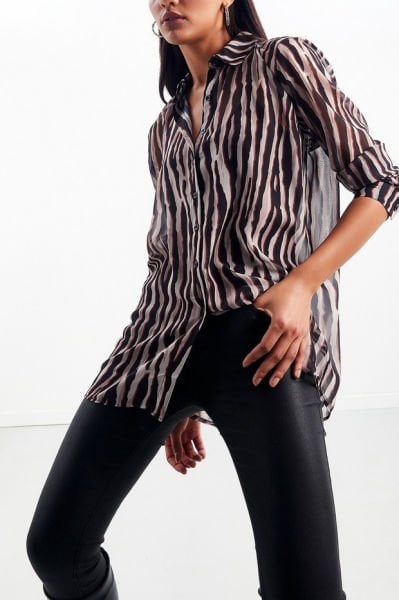 BROWN-BLACK-STRIPED SHIRT