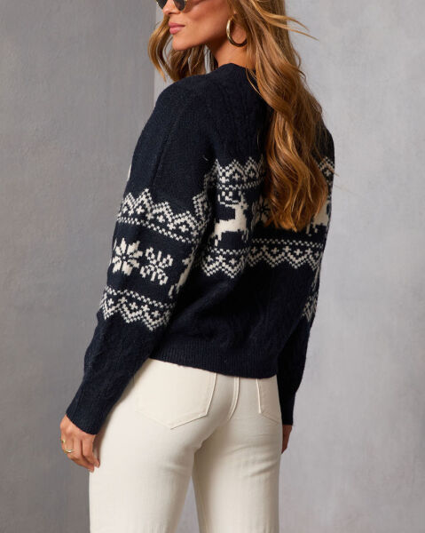 NAVY-WHITE SWEATER XL - NAVY-WHITE