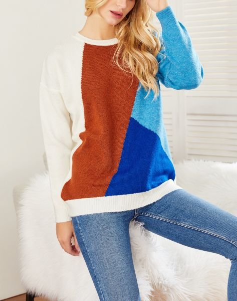 BROWN-BLUE SWEATER