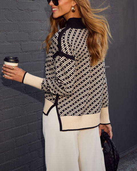 IVORY-BLACK SWEATER L - IVORY-BLACK