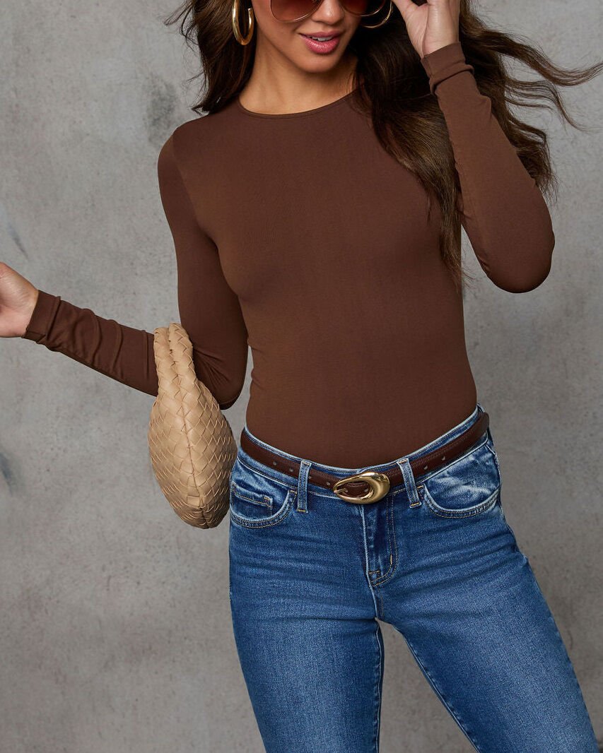 BROWN BLOUSE L - BROWN