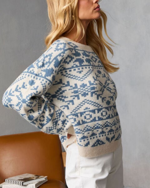 BLUE-ECRU SWEATER S - BLUE-ECRU