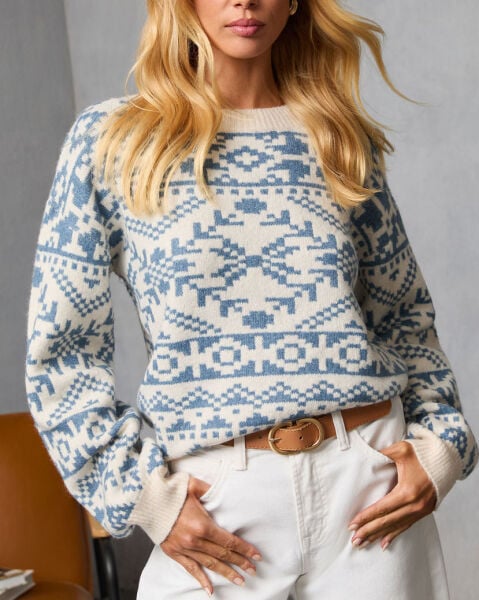 BLUE-ECRU SWEATER L - BLUE-ECRU