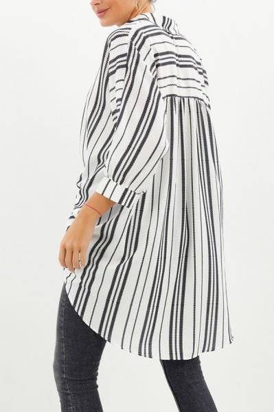 ECRU-BLACK-STRIPED BLOUSE