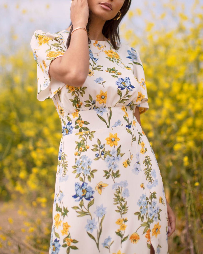 ECRU-FLORAL DRESS
