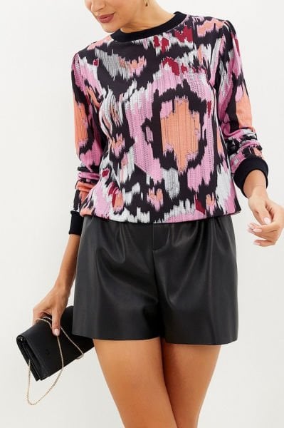 PINK-BLACK-PRINTED BLOUSE
