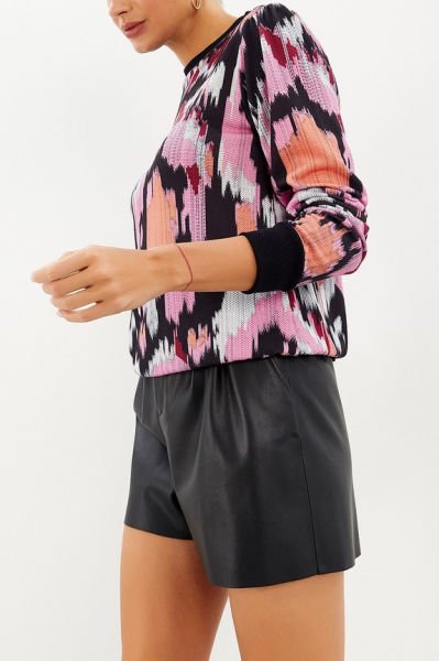 PINK-BLACK-PRINTED BLOUSE