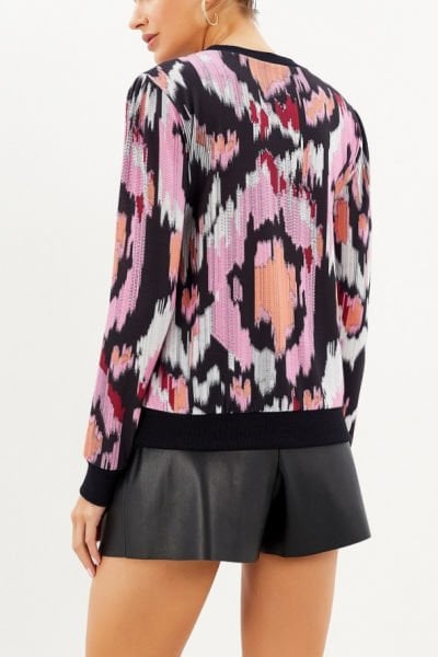 PINK-BLACK-PRINTED BLOUSE