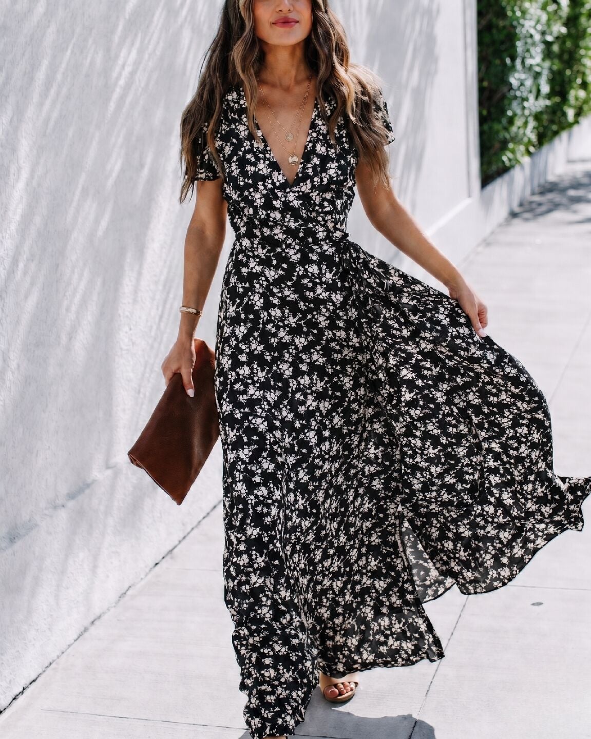 BLACK-FLORAL DRESS M - BLACK-FLORAL