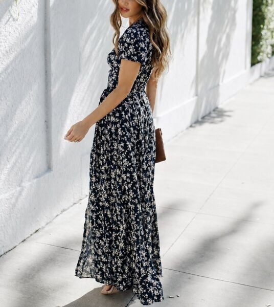 BLACK-FLORAL DRESS M - BLACK-FLORAL