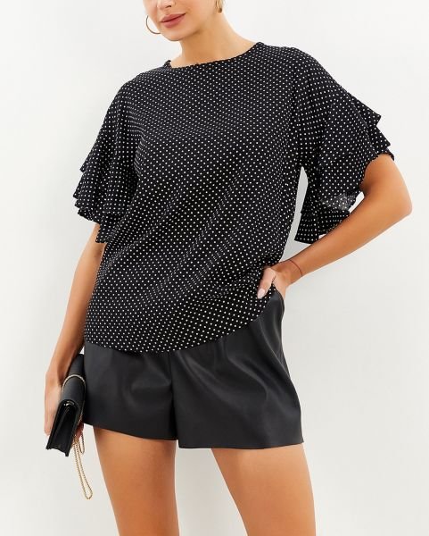 BLACK-POLKA-DOT BLOUSE