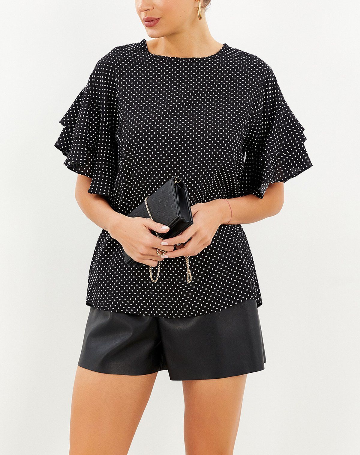BLACK-POLKA-DOT BLOUSE