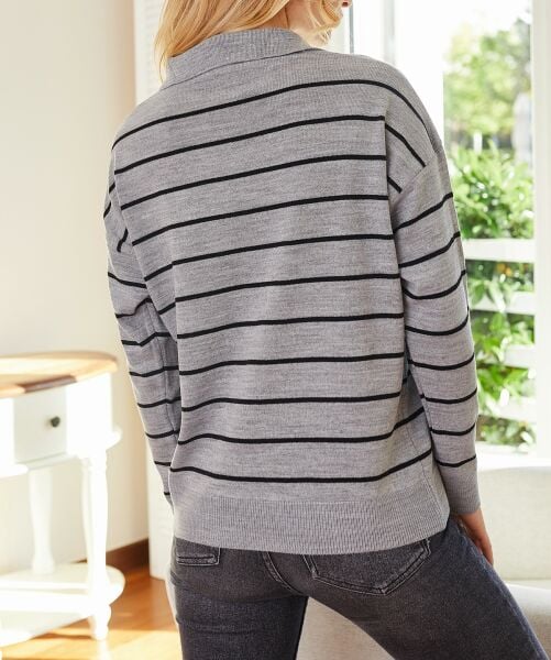 GREY-BLACK-STRIPED SWEATER