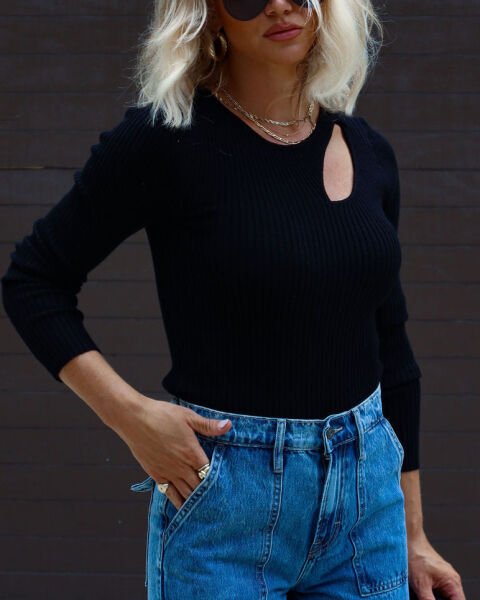 BLACK BLOUSE M - BLACK