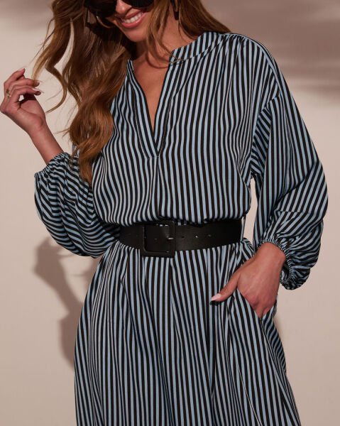 BLACK-BLUE-STRIPED DRESS