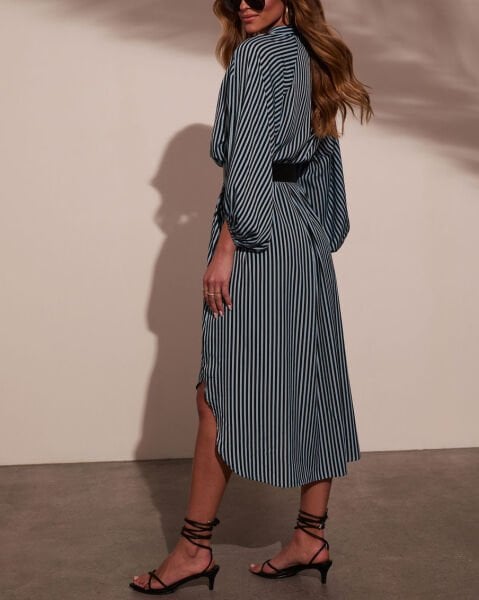 BLACK-BLUE-STRIPED DRESS