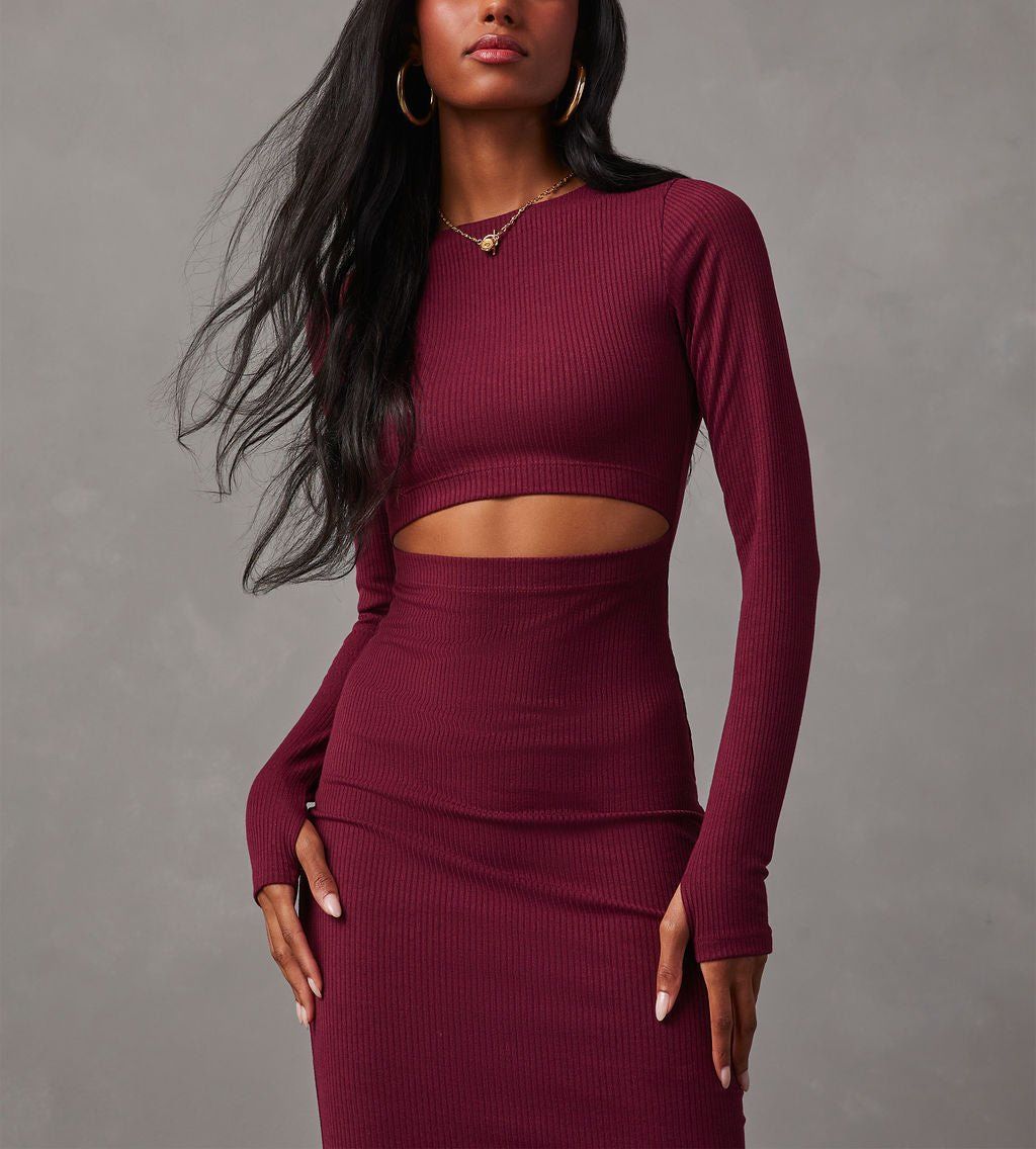 BURGUNDY DRESS