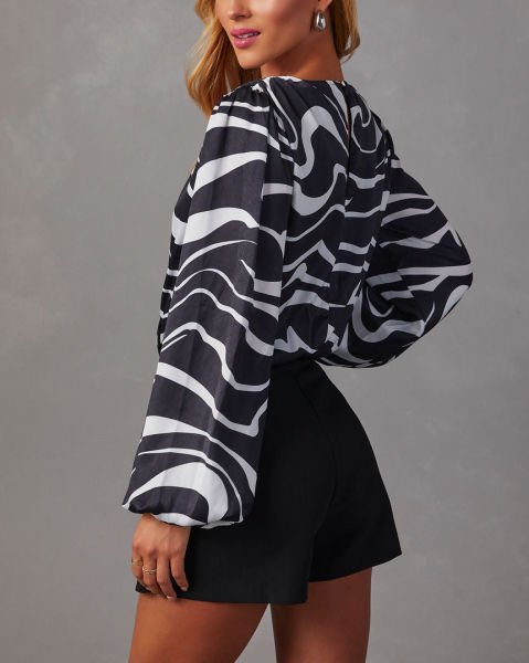 BLACK-ECRU BLOUSE