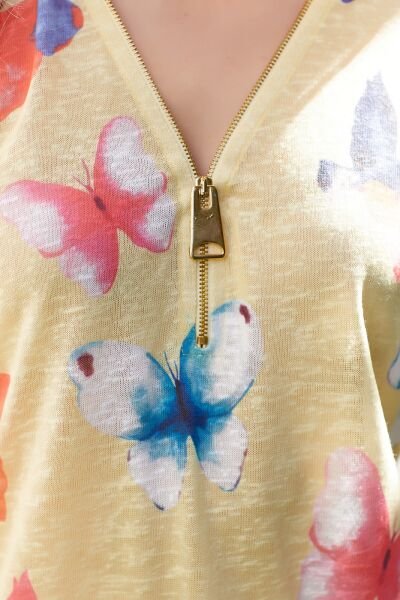 YELLOW-PRINTED BLOUSE M - YELLOW-PRINTED