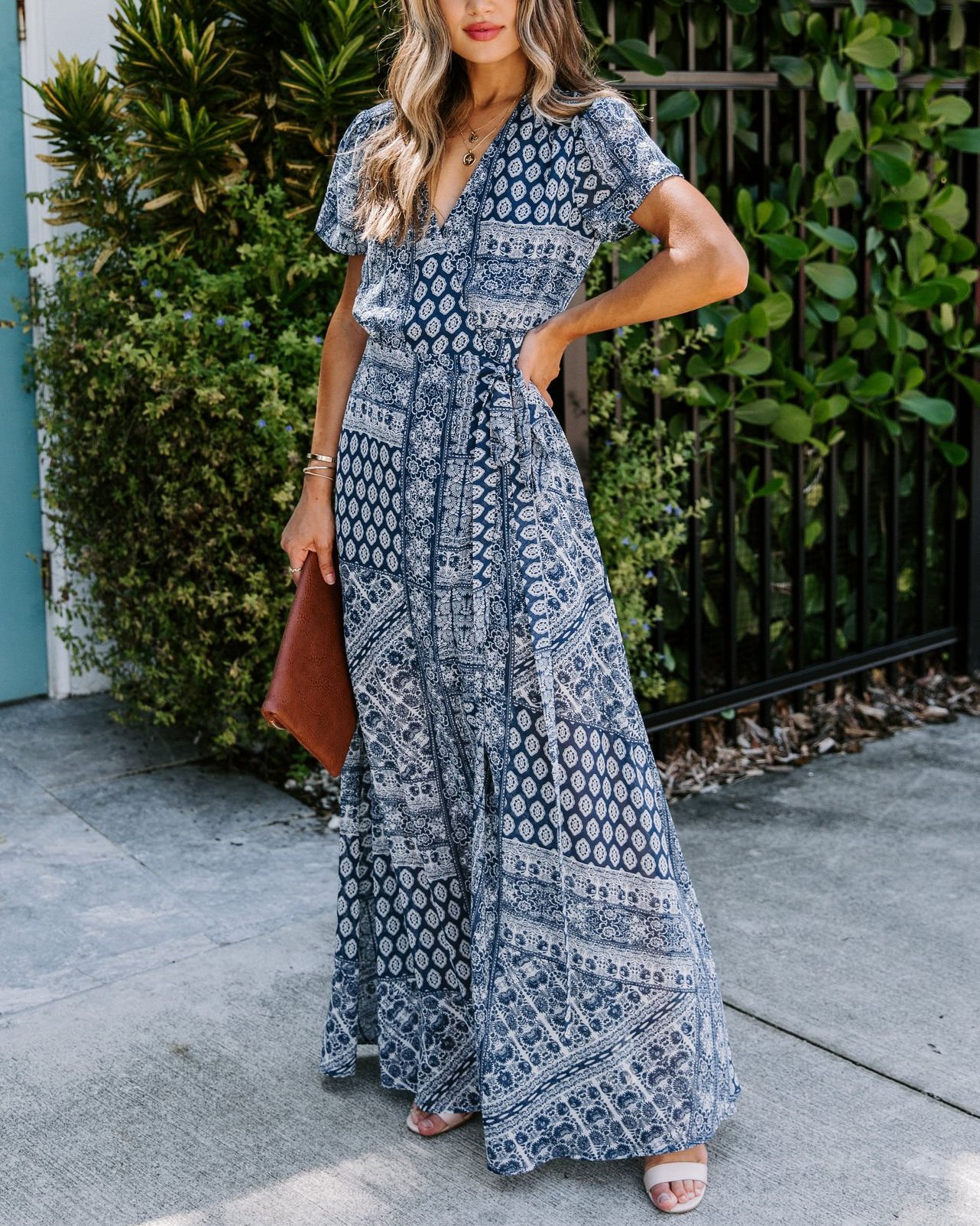 NAVY-PRINTED DRESS