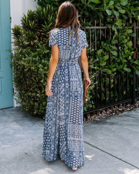 NAVY-PRINTED DRESS