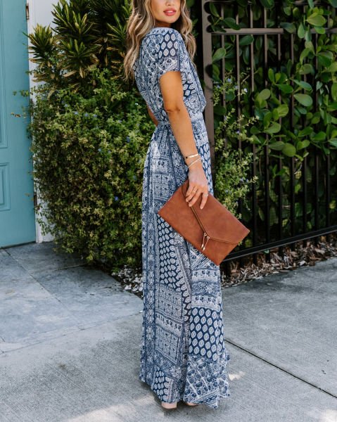 NAVY-PRINTED DRESS