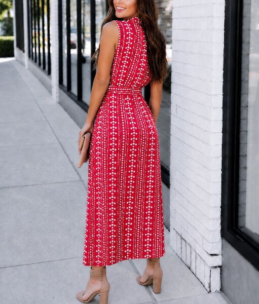 FUSCHIA-ECRU-PRINTED DRESS L - FUSCHIA-ECRU-PRINTED