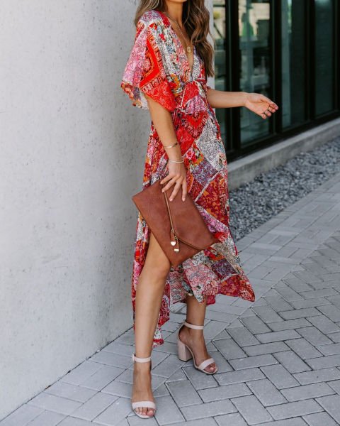 RED-PRINTED DRESS