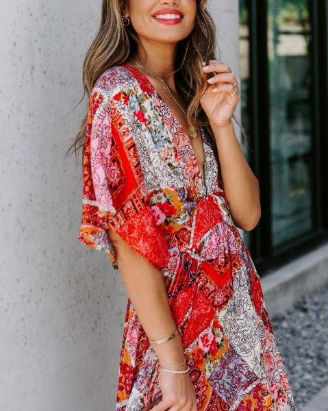 RED-PRINTED DRESS