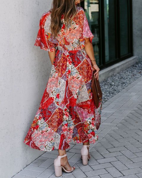 RED-PRINTED DRESS