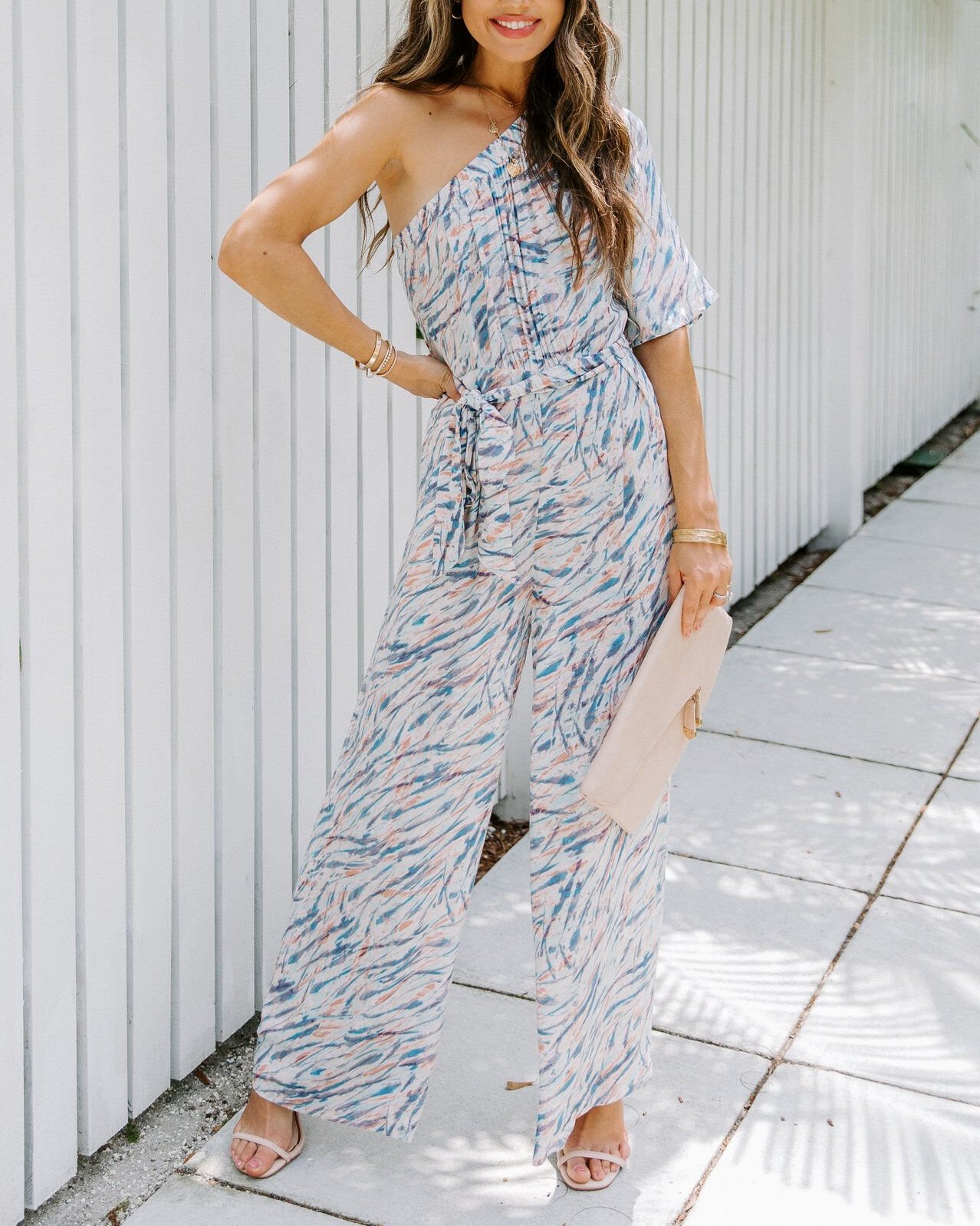 BLUE-ECRU-PRINTED JUMPSUIT XL - BLUE-ECRU-PRINTED