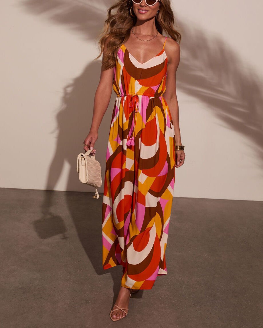 ORANGE-PINK-PRINTED JUMPSUIT