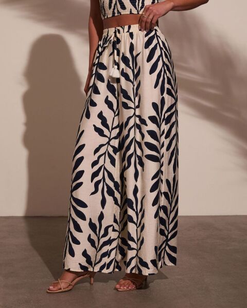 ECRU-BLACK-PRINTED PANTS